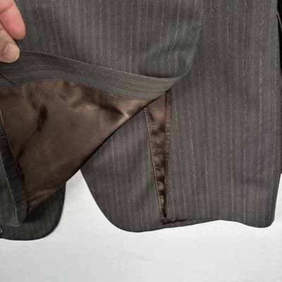 John Varvatos Blazer Mens 42 R Gray Striped Sport Coat 2 Button Double Vent - Thumbnail 4