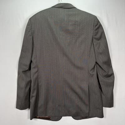 John Varvatos Blazer Mens 42 R Gray Striped Sport Coat 2 Button Double Vent - Thumbnail 3