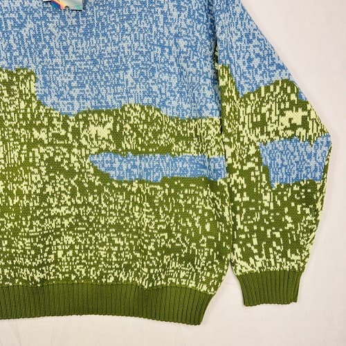 Harsh & Cruel Sweater Adult Small Blue Green Crewneck Have A Good Day 3D NEW - Thumbnail 3