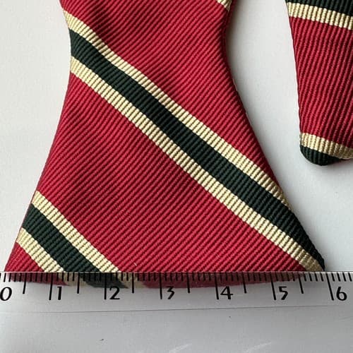 R. Hanauer Bow Tie Mens Silk Red Multicolor Repp Striped Self-tie HandMade USA - Thumbnail 5