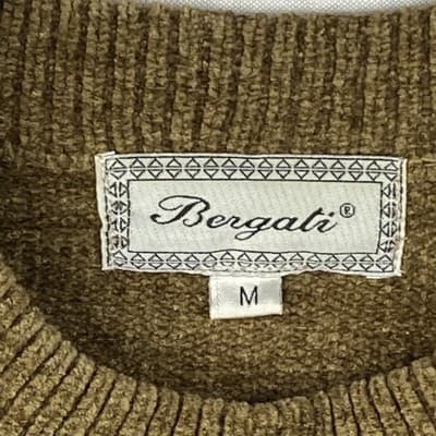 Bergati Mens Chenille Colorblock Geometric Sweater Brown Burgundy Size M Vintage - Thumbnail 8