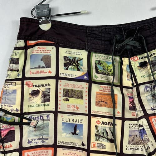 Hippy Tree Board Shorts Mens 36 Surf Swim Trunks Surf Multicolor Camera Print 9" - Thumbnail 6