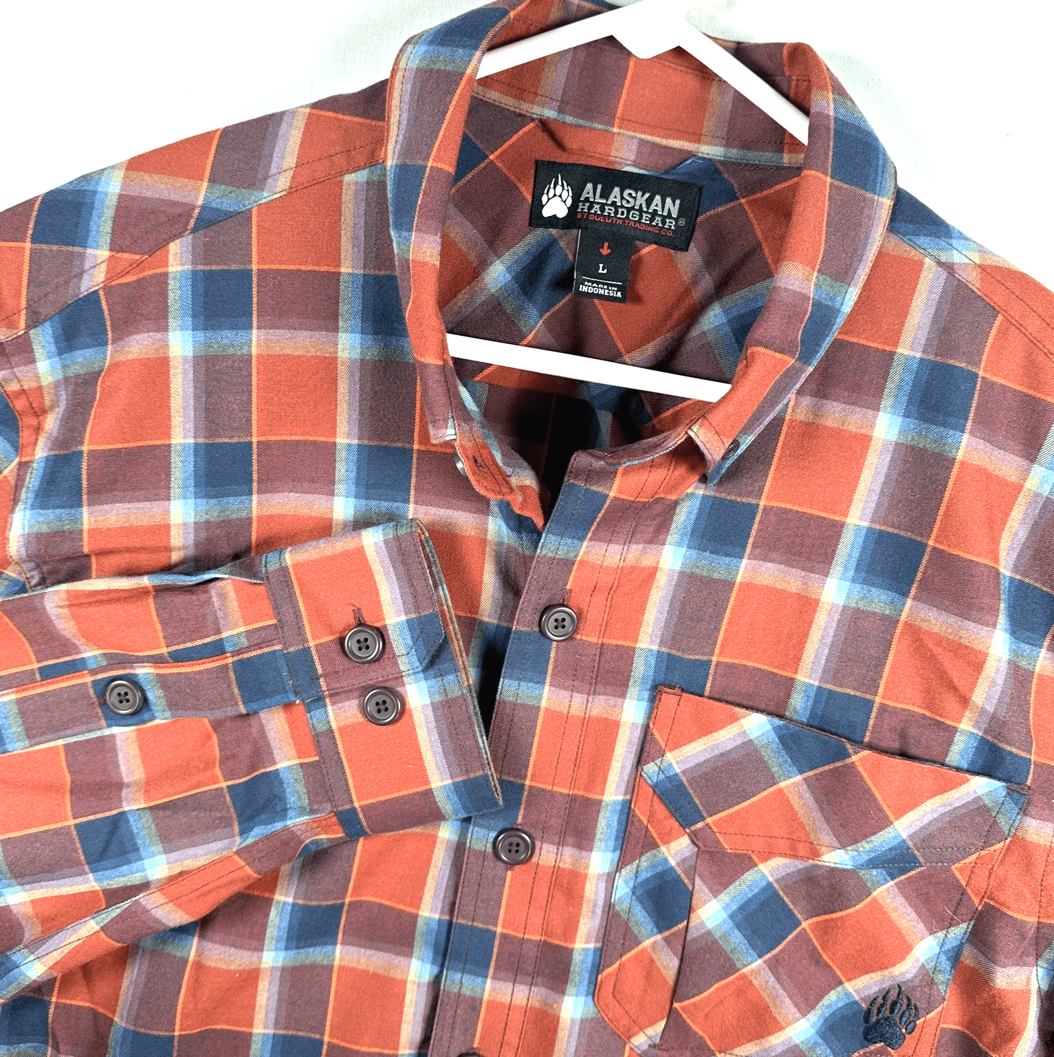 Alaskan Hardgear Flannel Shirt Mens Large Red Plaid Long Sleeve Button Up Duluth - Image 1