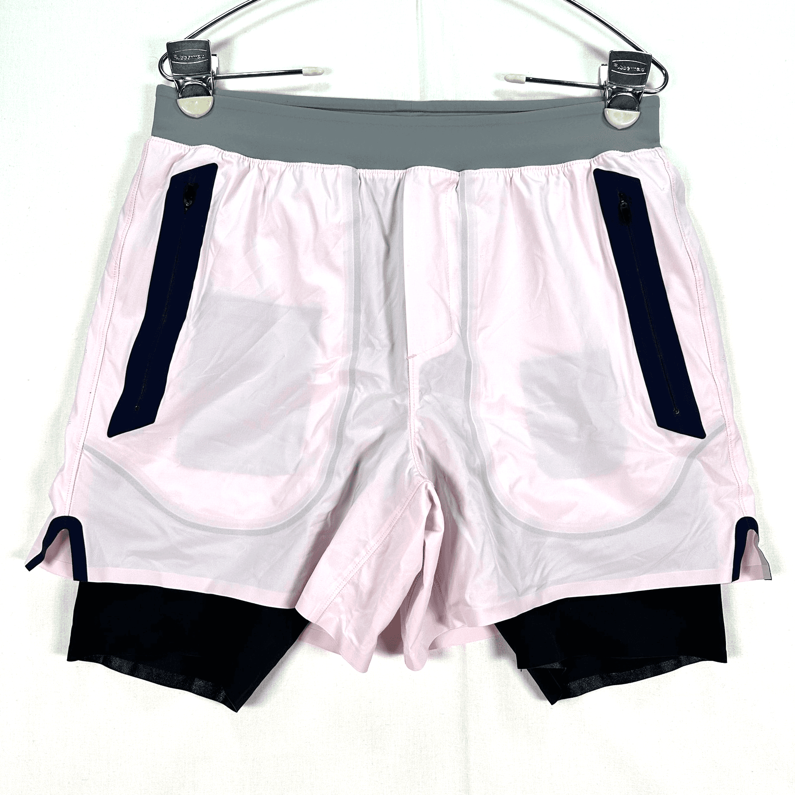 Ten Thousand Lined Compression Shorts Mens Small Pink Athletic Training Gym EUC