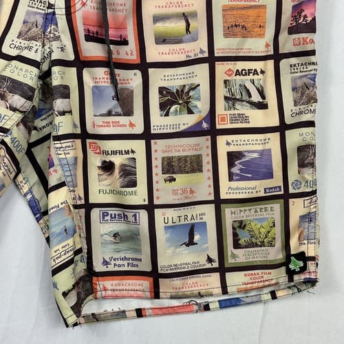 Hippy Tree Board Shorts Mens 36 Surf Swim Trunks Surf Multicolor Camera Print 9" - Thumbnail 3