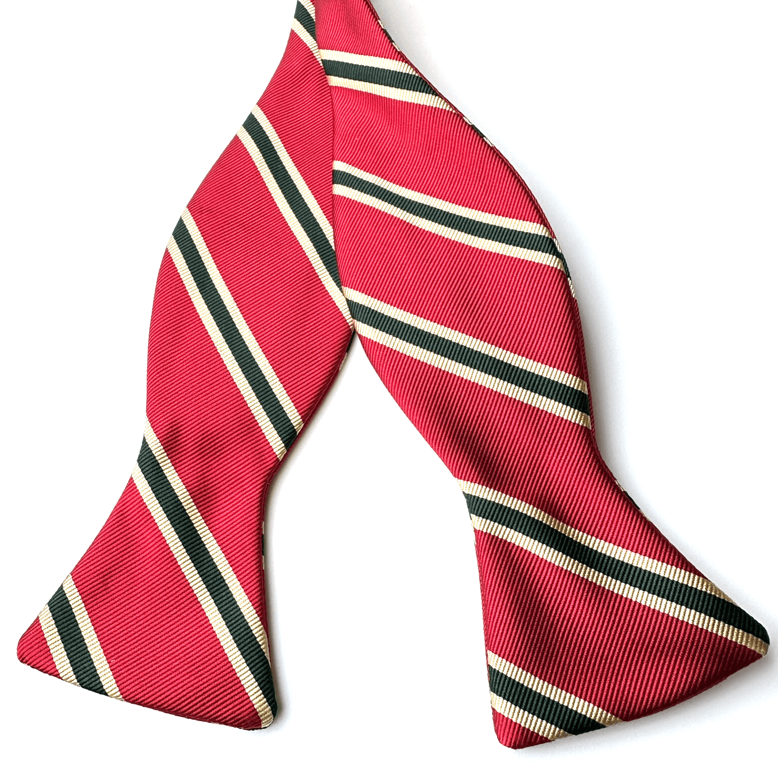 R. Hanauer Bow Tie Mens Silk Red Multicolor Repp Striped Self-tie HandMade USA