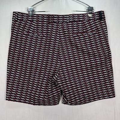 G/FORE G4 Shorts Mens 40 Golf Performance Stretch Black Red Geometric 8" NEW - Thumbnail 2