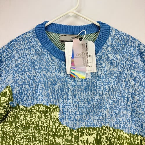 Harsh & Cruel Sweater Adult Small Blue Green Crewneck Have A Good Day 3D NEW - Thumbnail 5