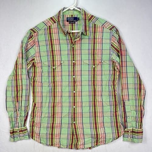 Polo Ralph Lauren RL Western Shirt Mens Large Pearl Snap Double Pocket Vintage - Thumbnail 2