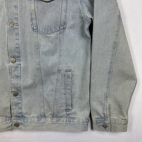 Rare Pance News Denim Trucker Jacket Womens 3XL Blue Embroidered Elephant - Thumbnail 3