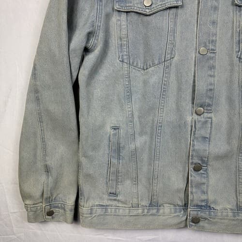 Rare Pance News Denim Trucker Jacket Womens 3XL Blue Embroidered Elephant - Thumbnail 4