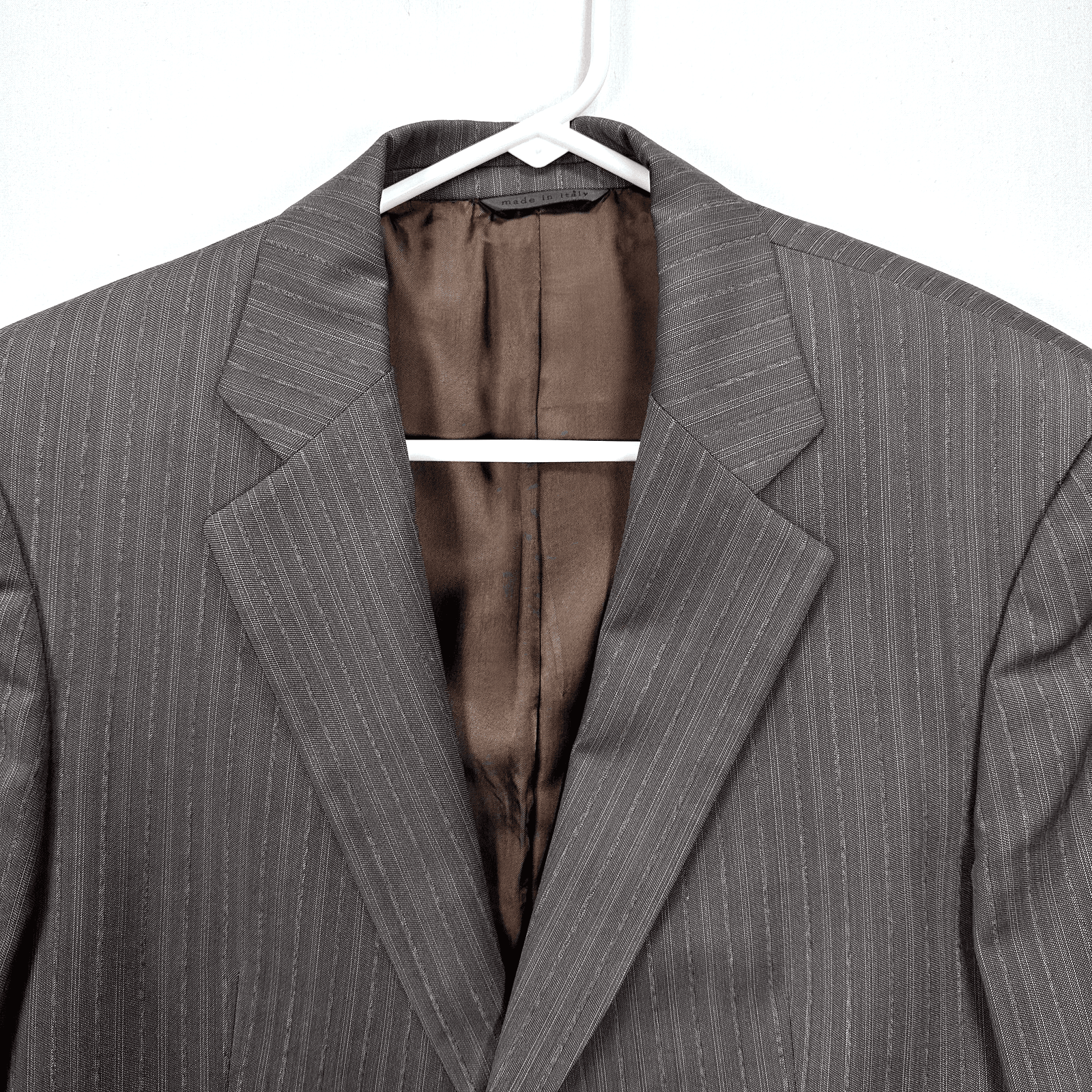 John Varvatos Blazer Mens 42 R Gray Striped Sport Coat 2 Button Double Vent - Thumbnail 2