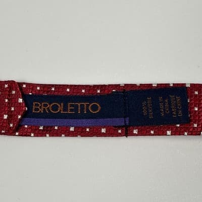 Broletto Bow Tie Mens 100% Silk Burgundy Red Micro Dots Self-Tie Adjustable - Thumbnail 3