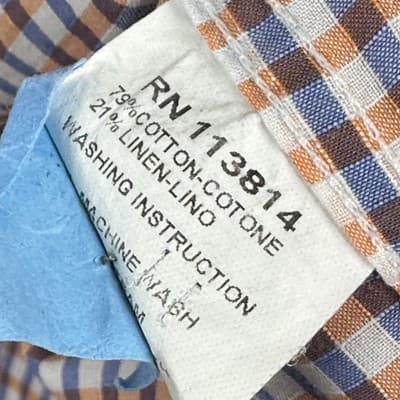 Billy Reid Linen Blend Shirt Mens XL Orange Blue Check Button Long Sleeve Fit 3 - Thumbnail 6