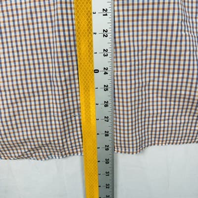 Billy Reid Linen Blend Shirt Mens XL Orange Blue Check Button Long Sleeve Fit 3 - Thumbnail 8