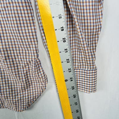Billy Reid Linen Blend Shirt Mens XL Orange Blue Check Button Long Sleeve Fit 3 - Thumbnail 9