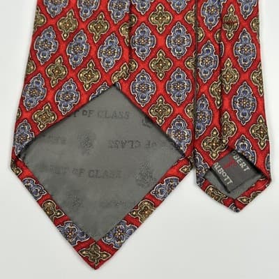Robert Talbott Best of Class Mens 100% Silk Tie Red Navy Medallion Geometric - Thumbnail 5