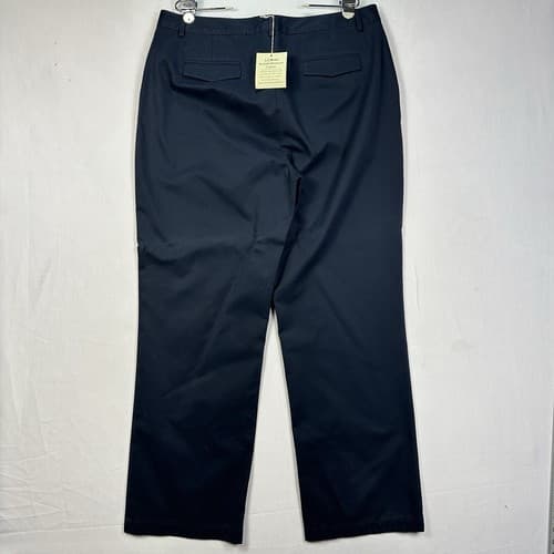 NEW LL Bean Womens 18 M Tall Navy Blue Pants Wrinkle Resistant Cotton Trousers - Thumbnail 3