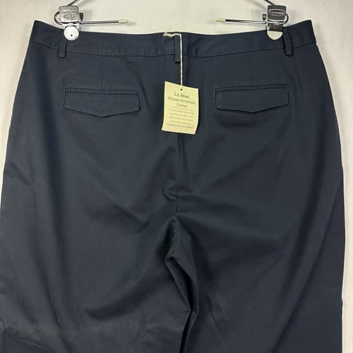 NEW LL Bean Womens 18 M Tall Navy Blue Pants Wrinkle Resistant Cotton Trousers - Thumbnail 6