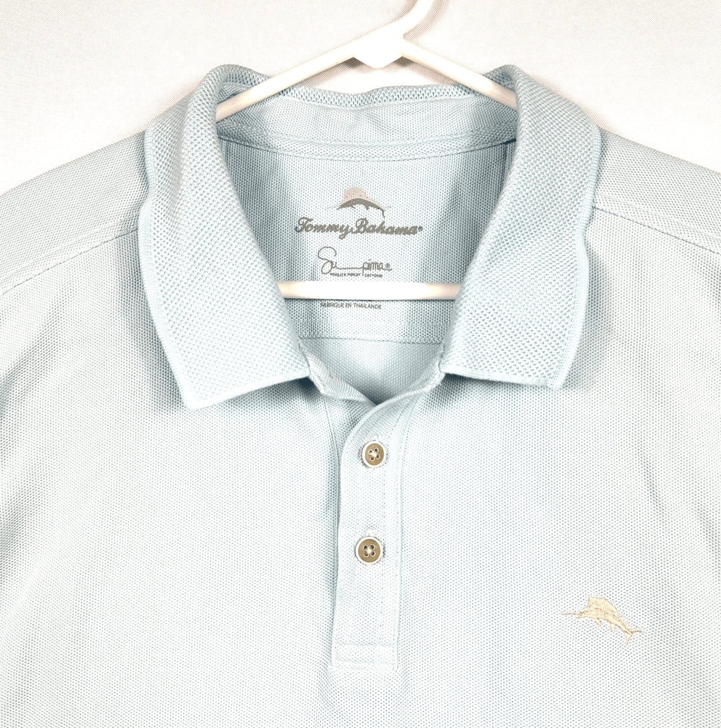 Tommy Bahama Supima Polo Shirt Mens 2XL Light Blue Logo Short Sleeve