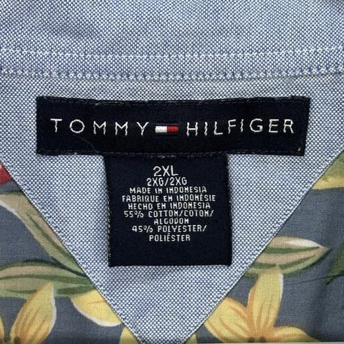 Vintage Tommy Hilfiger Hawaiian Shirt Men 2XL Floral Pineapple Camp Short Sleeve - Thumbnail 8