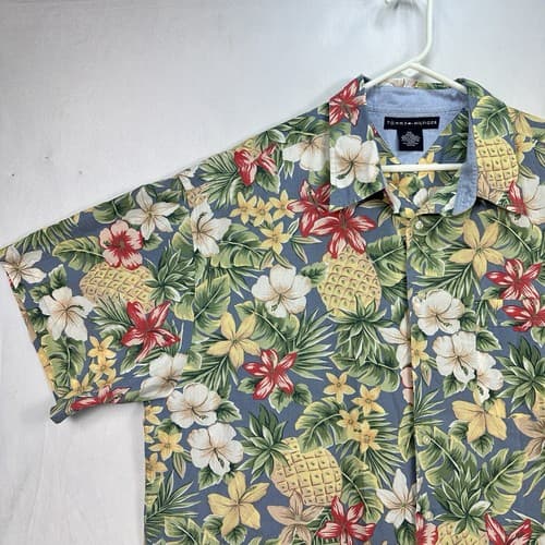 Vintage Tommy Hilfiger Hawaiian Shirt Men 2XL Floral Pineapple Camp Short Sleeve - Thumbnail 6