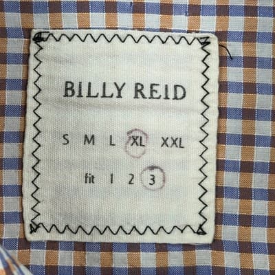Billy Reid Linen Blend Shirt Mens XL Orange Blue Check Button Long Sleeve Fit 3 - Thumbnail 5