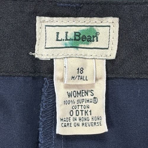 NEW LL Bean Womens 18 M Tall Navy Blue Pants Wrinkle Resistant Cotton Trousers - Thumbnail 5