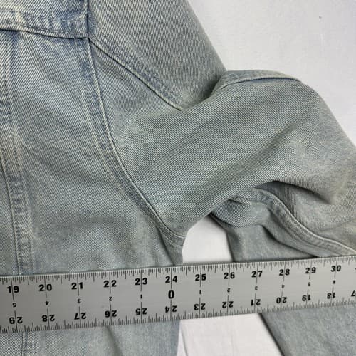 Rare Pance News Denim Trucker Jacket Womens 3XL Blue Embroidered Elephant - Thumbnail 10