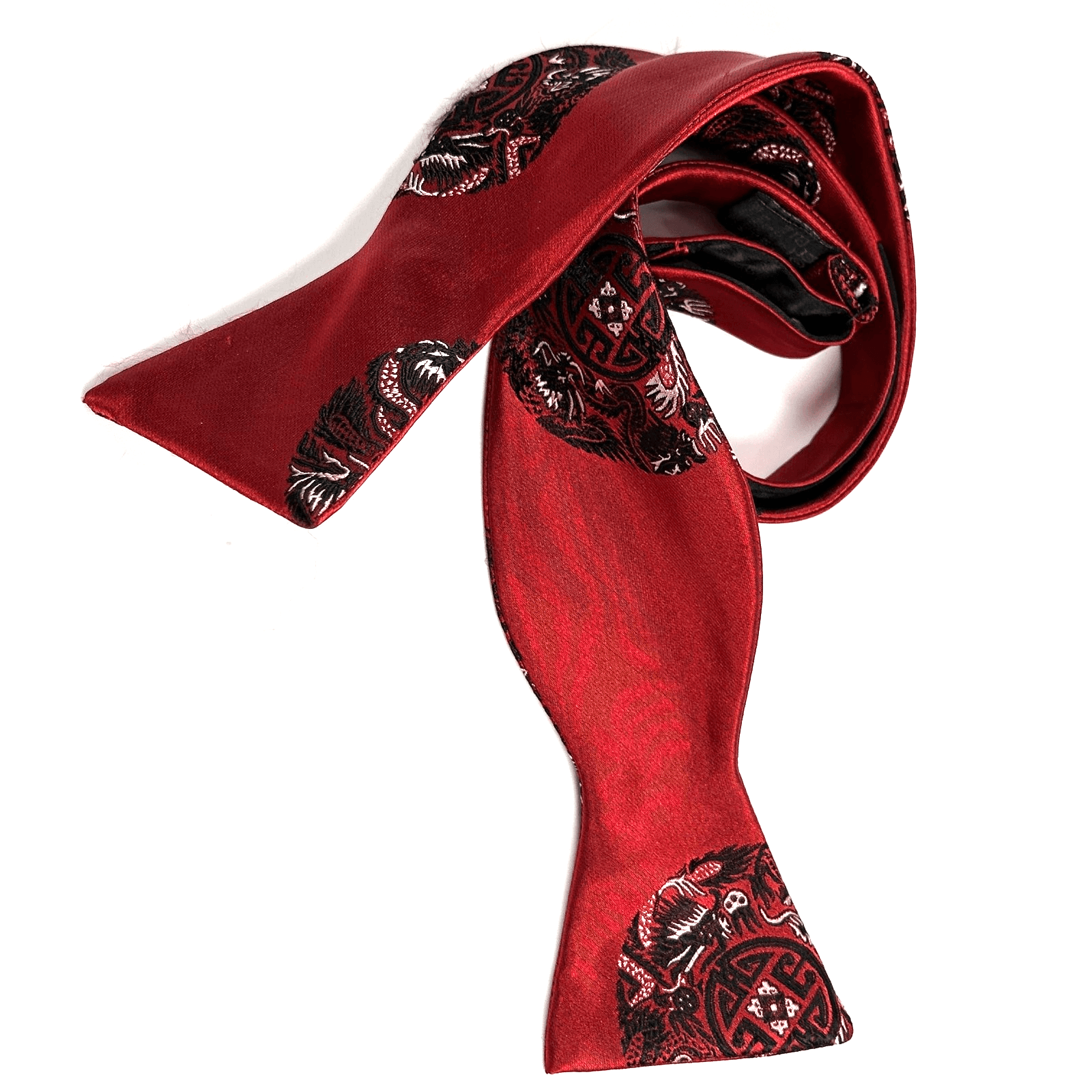 Verse 9 Mens Silk Bow Tie Designs by Maurizio Red Dragon Medallion Self-tie - Thumbnail 2