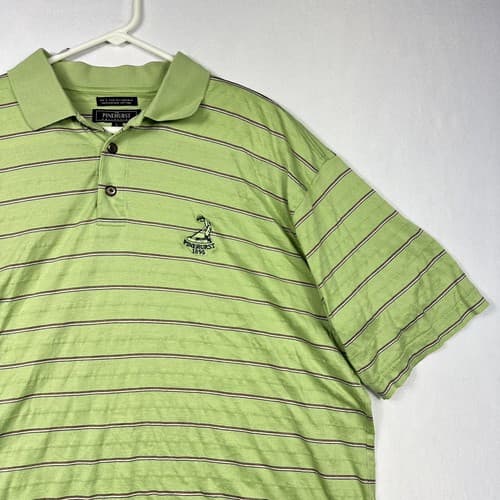 The Pinehurst Collection Golf Polo Shirt Mens Large Green Striped Pinehurst 1895 - Thumbnail 5