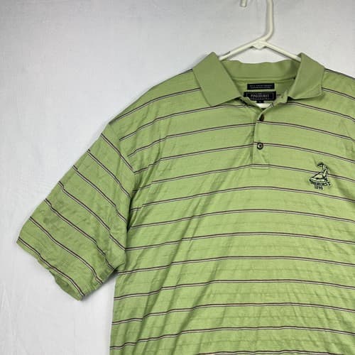 The Pinehurst Collection Golf Polo Shirt Mens Large Green Striped Pinehurst 1895 - Thumbnail 6