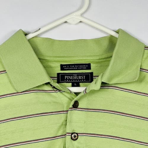 The Pinehurst Collection Golf Polo Shirt Mens Large Green Striped Pinehurst 1895 - Thumbnail 8