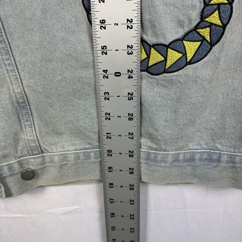 Rare Pance News Denim Trucker Jacket Womens 3XL Blue Embroidered Elephant - Thumbnail 12