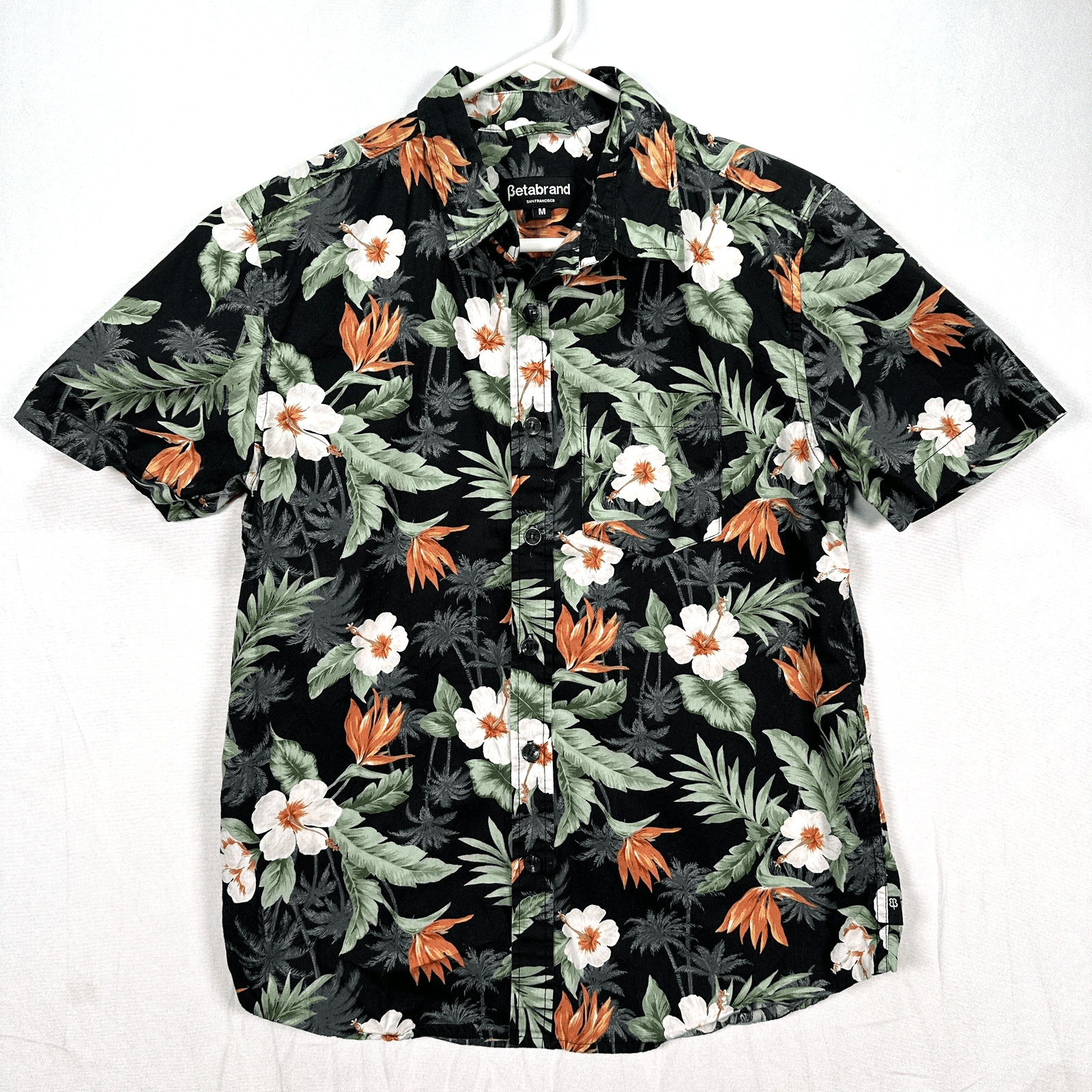 Betabrand Hawaiian Shirt Mens Medium Multicolor Floral Tropical Short Sleeve