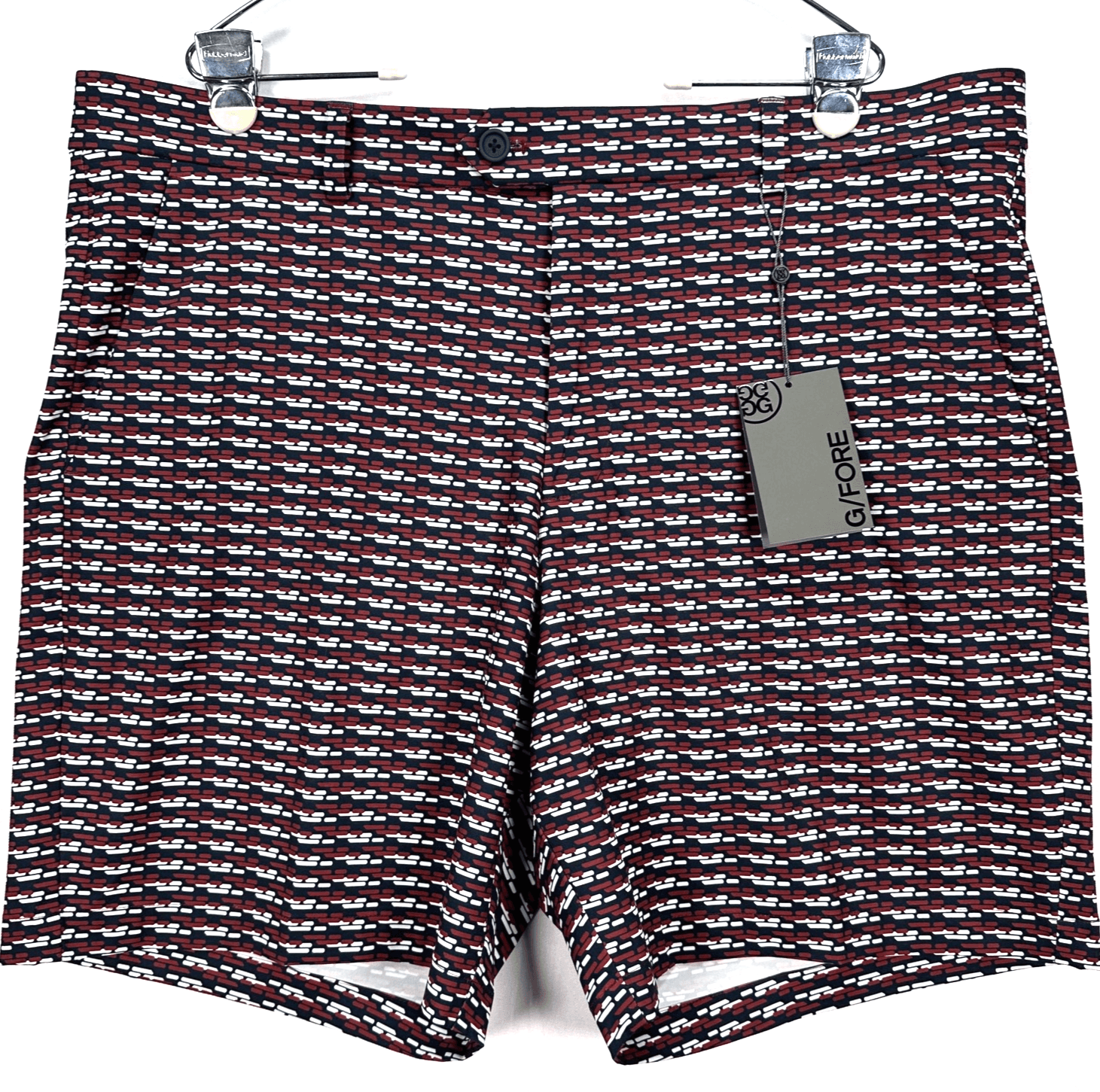 G/FORE G4 Shorts Mens 40 Golf Performance Stretch Black Red Geometric 8" NEW