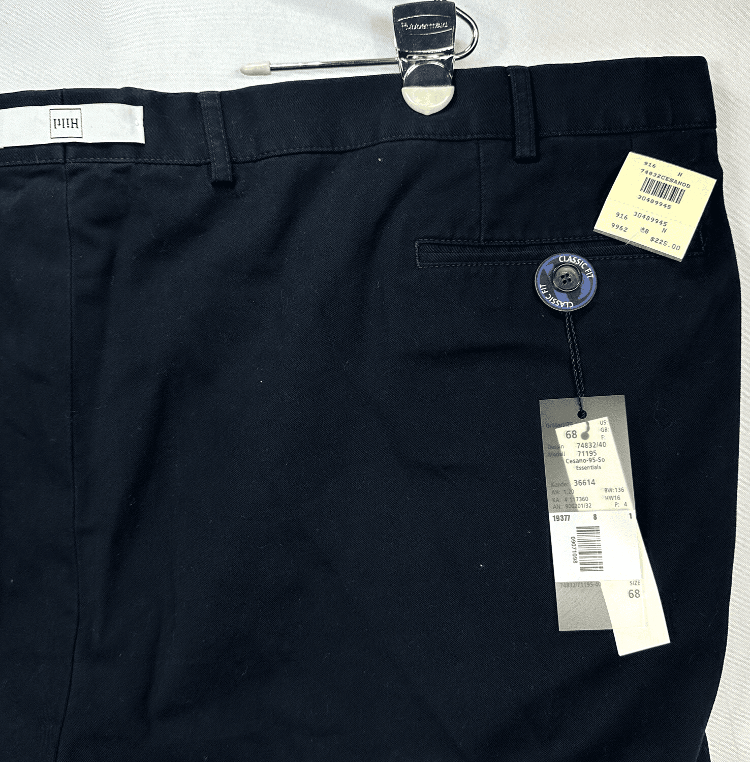 Hiltl ZE200 Ultimate Trouser Pants Mens 48 Navy Blue Unhemmed NEW $195