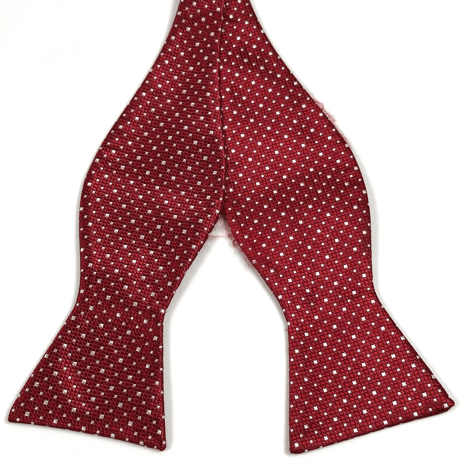 Broletto Bow Tie Mens 100% Silk Burgundy Red Micro Dots Self-Tie Adjustable