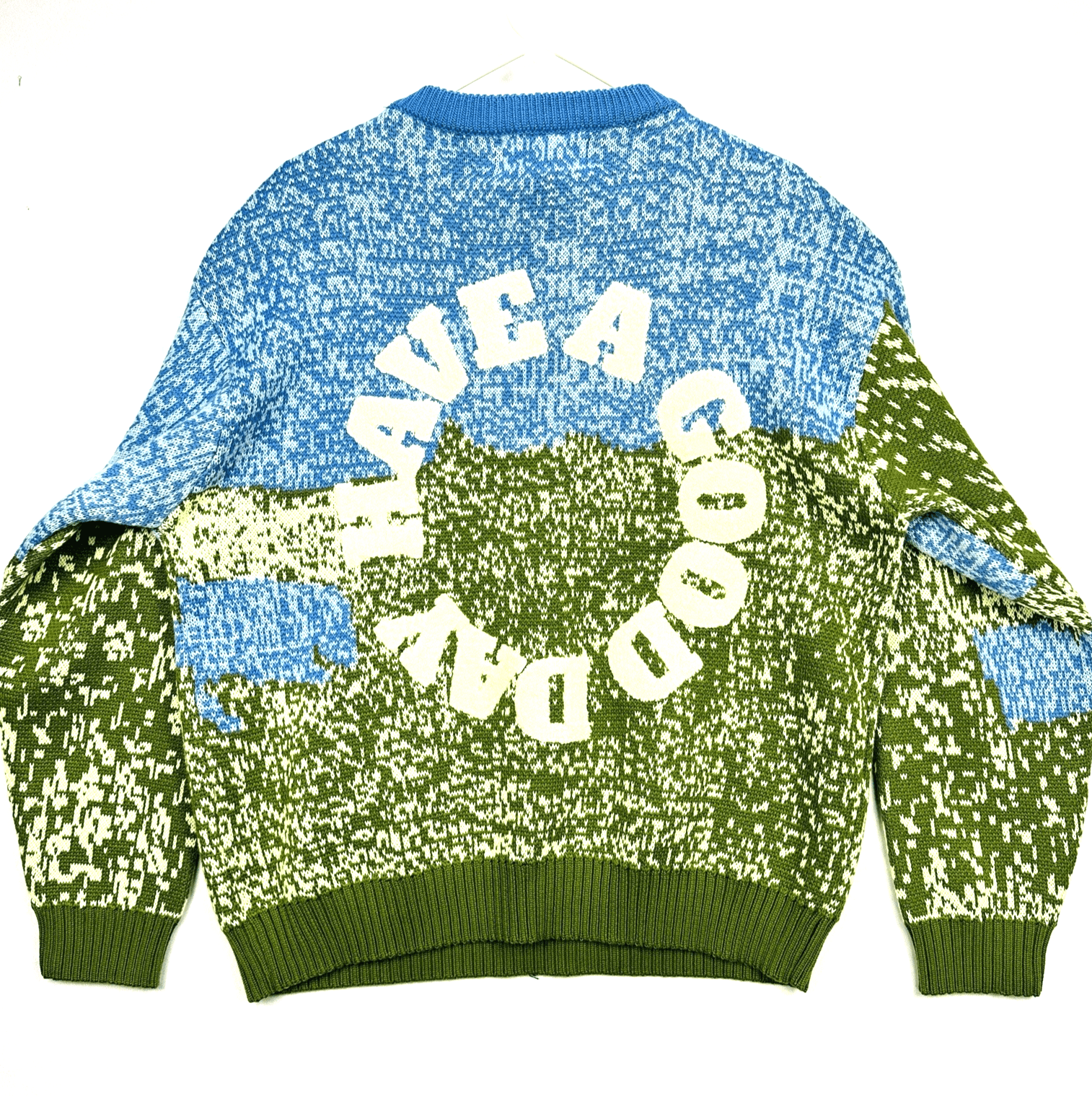 Harsh & Cruel Sweater Adult Small Blue Green Crewneck Have A Good Day 3D NEW