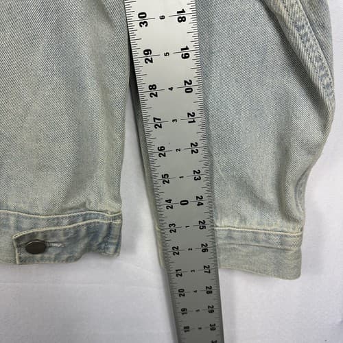 Rare Pance News Denim Trucker Jacket Womens 3XL Blue Embroidered Elephant - Thumbnail 11