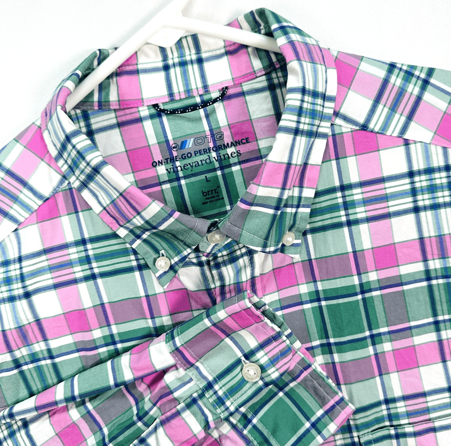 Vineyard Vines On-The-Go Performance Oxford Shirt Mens Large Plaid Button Down