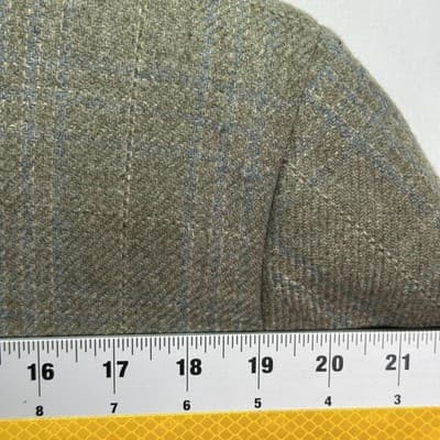 H Freeman Mens 46 R Beige Windowpane Plaid Tweed Blazer Sport Coat 2-Button - Thumbnail 10