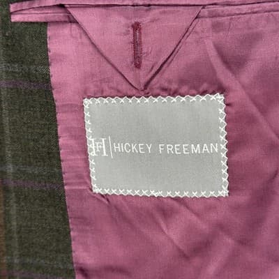 Hickey Freeman Vanguard Blazer 38 R Mens Wool Cashmere Plaid Sport Coat Grey - Thumbnail 5