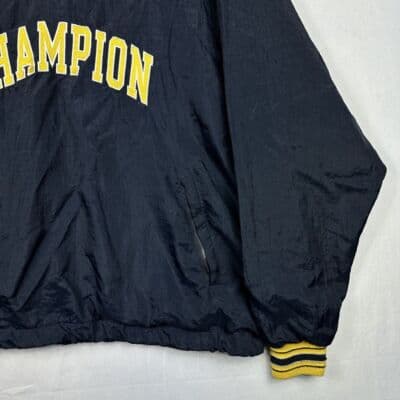 Champion Michigan Pullover Windbreaker Mens XL Navy Blue Spellout Vintage 90s - Thumbnail 3
