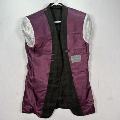 Hickey Freeman Vanguard Blazer 38 R Mens Wool Cashmere Plaid Sport Coat Grey - Thumbnail 4