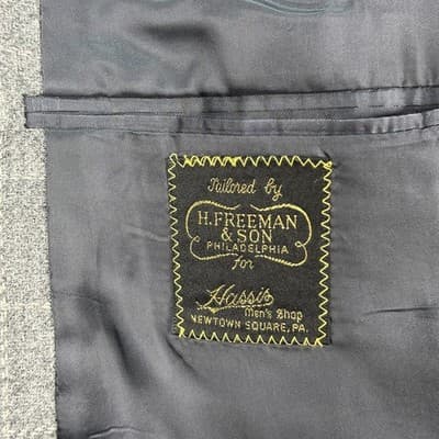 H. Freeman Mens 44 R Grey Windowpane Plaid Wool Sport Coat Blazer Made USA 44R - Thumbnail 6