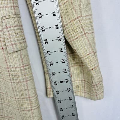 Vintage Pierre Cardin Mens 40 L Plaid Blazer Tan Red 2-Button Sport Coat - Thumbnail 11