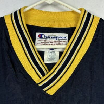 Champion Michigan Pullover Windbreaker Mens XL Navy Blue Spellout Vintage 90s - Thumbnail 7