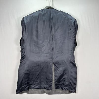 H. Freeman Mens 44 R Grey Windowpane Plaid Wool Sport Coat Blazer Made USA 44R - Thumbnail 5