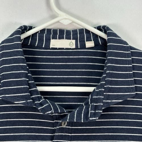 TASC Performance Polo Shirt Mens 2XL Navy Blue Striped Cotton Bamboo Stretch - Thumbnail 4